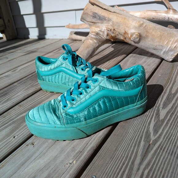 Opening Ceremony x Vans Tie Lace Up Skater Platform Satin Seafoam Green Womens 9 - Picture 2 of 16